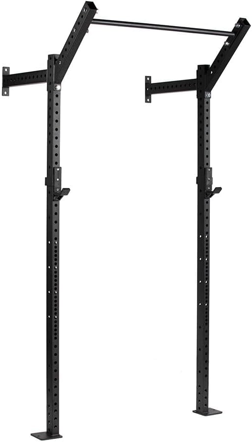 Titan Fitness T-3 Series Space Saving Rack, 82" Height x 24" Depth, Compact Wall Mounted Power Rack, 2x3 11-Gauge Steel Uprights, Includes J-Hooks & Pull-Up Bar, Space Efficient Design
