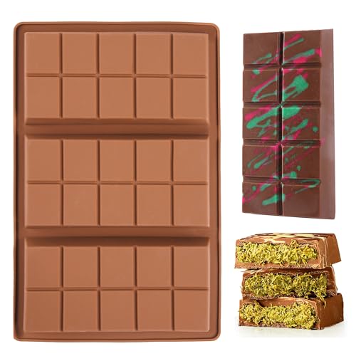 Cunacio 1 Inch Deep Chocolate Bar Mold, 3 Cavity Large Dubai Chocolate Molds, Thick Candy Bar Mould...