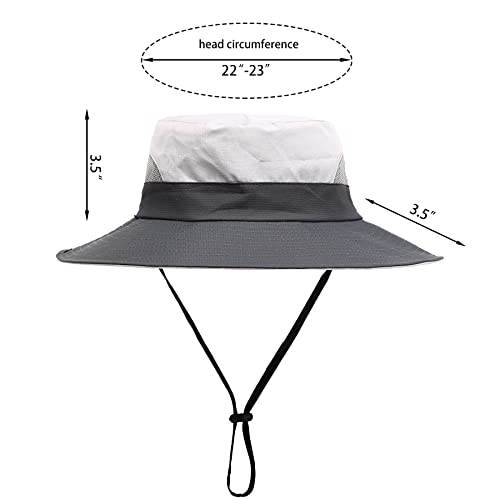 Image of Womens Summer Sun Hat Beach Hat Wide Brim Outdoor UV Protection Hat Foldable Cool Mesh Ponytail Bucket Hat