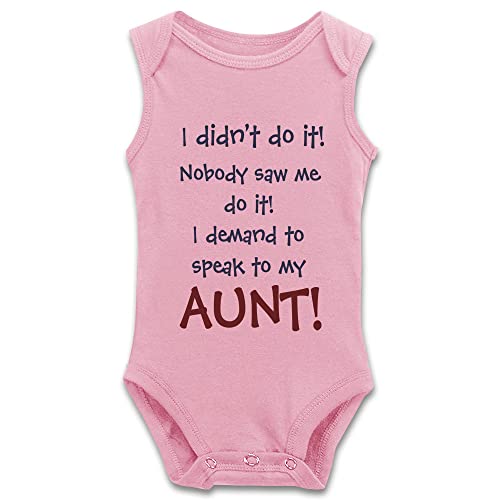 Image of DOQOSESHY I Demand to Speak to My Aunt Funny Baby Bodysuit Outfits Short Sleeve/Sleeveless/Long Sleeve, 3 Months, L-white