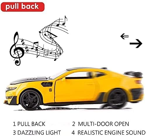 Image of MANAKI ENTERPRISE 1:32 Diecast Bumble Bee Camaro Metal Pullback Toy car with 6 Openable Doors & Light, Music Boys car for Kids Best Toys Gifts Toys for Kids 3 Years Boys Girls 【Colors as Per Stock】