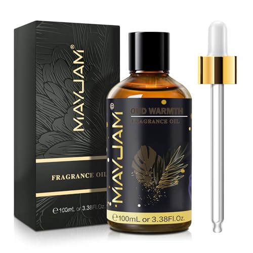 MAYJAM Oud Warmth Fragrance Oil Essential Oil for Diffusers for Home, Premium Grade Oud Warmth Oil for Humidifier, Long Lasting Scented Oils for DIY Bath Bomb Soap Candle Making - 100ML