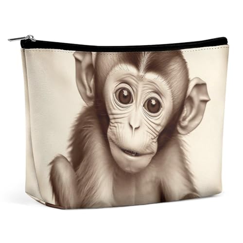 Bolsa de maquillaje, bolsa de viaje para cosméticos, bolsa de aseo portátil con bonito mono, bolsa de gran capacidad con cremallera, estuche organizador de maquillaje, bolsa de aseo impermeable para m