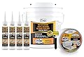 Ziollo RV Flex Repair Caulking Lap Sealant Kit- Self Leveling EPDM Sealant and RV roof kit for Rubber Roofs on Motorhomes, Trailers, Campers (1 Tape, 4 Tubes, and 1G Can)