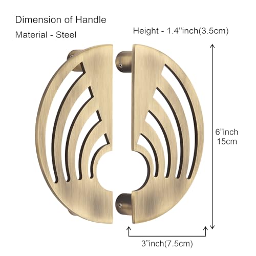Image of COMPASS 202 Grade Stainless Steel 6-inch Round Shape Door Handle for Main Door and Pull-Push Handle of Home /Hotel /Office Door Hardware for Single and Double Door,Camila - Pack of 1 Set (Brass Antique)