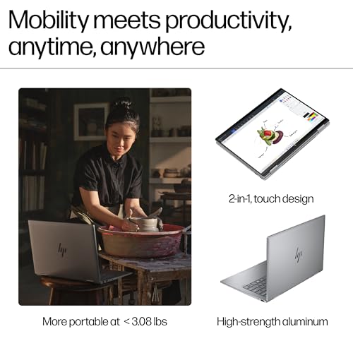 Image of HP Envy x360, Enhanced by AI, AMD Ryzen 7 8840HS,32GB LPDDR5, 1TB SSD, 14-inch (35.6 cm),3K (2880 x 1800),OLED, Radeon Graphics, 5MP IR Camera, Poly Studio (Win 11, MSO 2021, Silver, 1.39kg),fa0986AU
