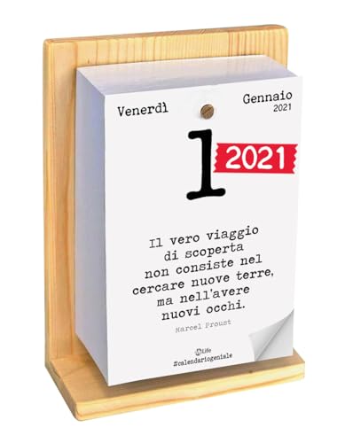 Calendario Geniale 2021 mesi da gennaio a dicembre 2021 con supporto in legno. Il nuovo Calendario Geniale dell’anno 2024 è disponibile. Per trovarlo vai alla scheda dell’anno 2024