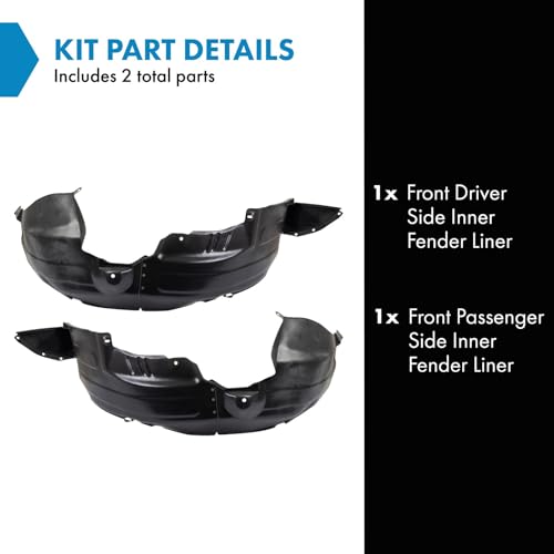 Image of TRQ Front Inner Fender Liner Set Compatible with 2007-2008 Hyundai Entourage 2006-2014 Kia Sedona KI1250115 KI1251115