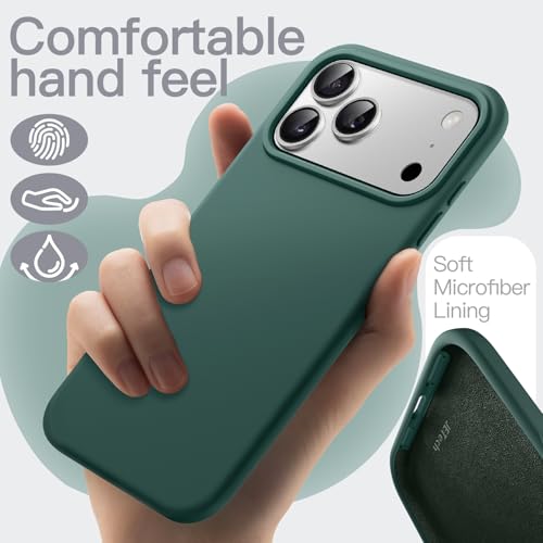 Image of JETech Liquid Silicone Case for iPhone 17 Pro Max 6.9-Inch, Silky Soft Touch Full-Body Protection, Anti-Scratch Shockproof Phone Cover with Microfiber Lining (Midnight Green)