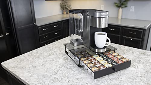 Nifty Rolling Coffee Pod Drawer – Tempered Glass, Black, Compatible With K-Cups, 36 Pod Pack Holder, Compact Under Coffee Pot Storage Drawer, Slim Home Kitchen Counter Organizer #TOP2