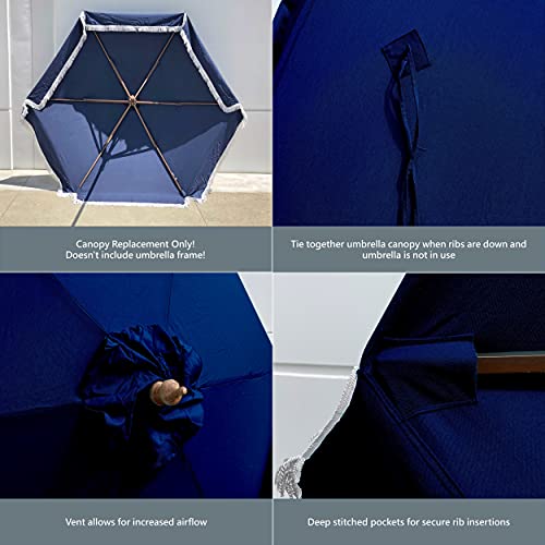 Formosa Covers 9Ft 6 Ribs Replacement Umbrella Canopy W/Fringe Valance For Outdoor Decor, Entertainment And Poolside (Canopy Only) (Navy) #TOP4