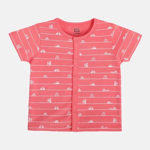 Image of miniklub Baby Round Neck Knitted Cotton Printed Front Open Vest, Pack of 3 (Multi Color)