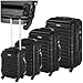 Produktbild tectake® 4 TLG Reisekoffer Set, TSA Schloss, Hartschalenkoffer Set, Trolley Kofferset, ABS Hartschalen Reisekofferset, Trolley, Gepäck, 4 Rollen, 360 Grad drehbar, Teleskopgriff - schwarz