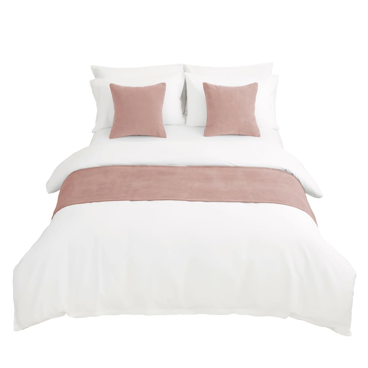 AMBERIS Chemin de lit en Chenille Rose Corail, Style Moderne pour la décoration de la Maison et de l'hôtel (Housses de Coussin vendues séparément)