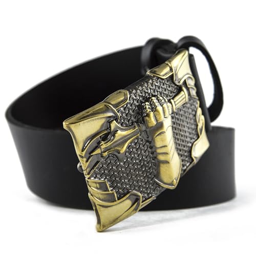Casual leather belt with brass buckle Steel fist