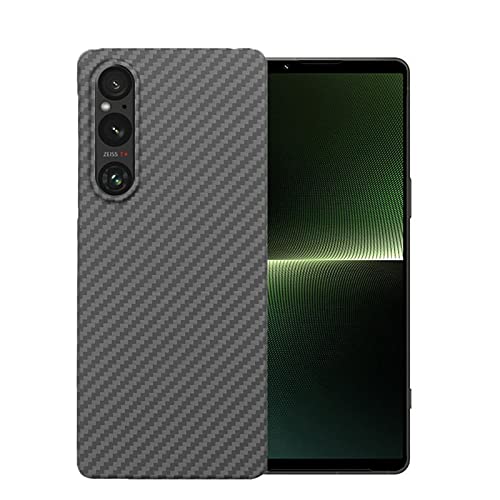 Sisyphy Sony Xperia 1 V ケース アラミド繊維 カーボン風 ギャラクシ ケース極薄0.64mm 超軽量12g 耐衝撃 マット(黒)