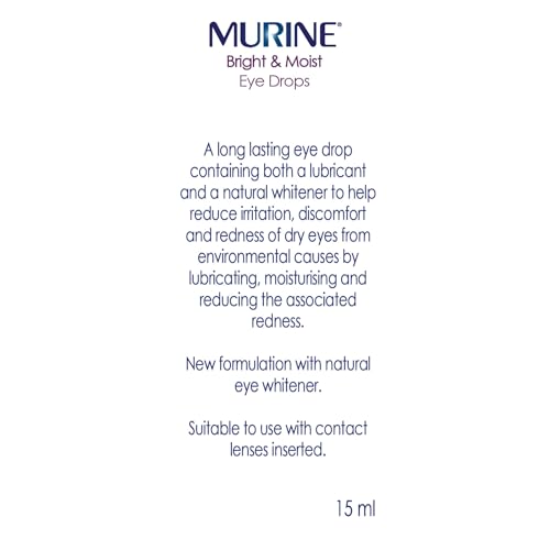 Murine Bright & Moist Eye Drops to Whiten Eyes as Well as Hydrating and Soothing Dry and Sensitive Eyes, 15ml - Image 7