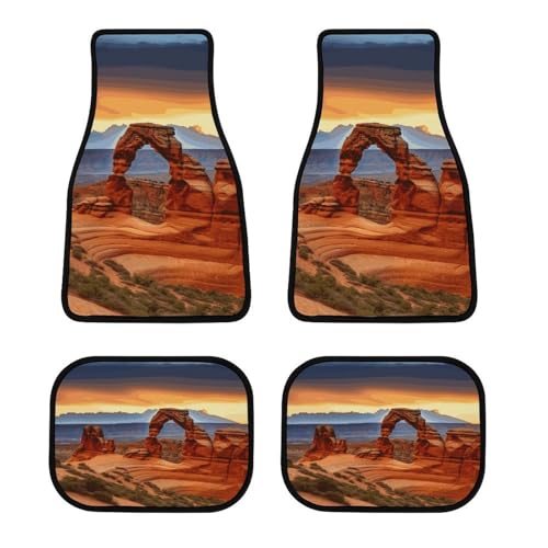 Universal Arches National Park Car Floor Mats Set of 4 All-Weather Heavy Duty Polyester Auto Carpets with Anti-Slip Nibbed Backing Waterproof Front & Rear Liners for Cars Suvs Trucks Vans