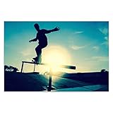 Bvkilrvc Unframed Canvas Print Wall Art,Skateboard Man Sport Modern Gallery Wall Decor Print Gift Wa