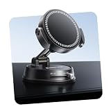 MAGIC JOHN Vacuum Magnetic Phone Holder for Car, [Strong Suction+22xN55] Car Mount, Car Phone Holder Magnetic on Mirror, Smooth Surface, Windscreens, for Car/Office/Kitchen, Black