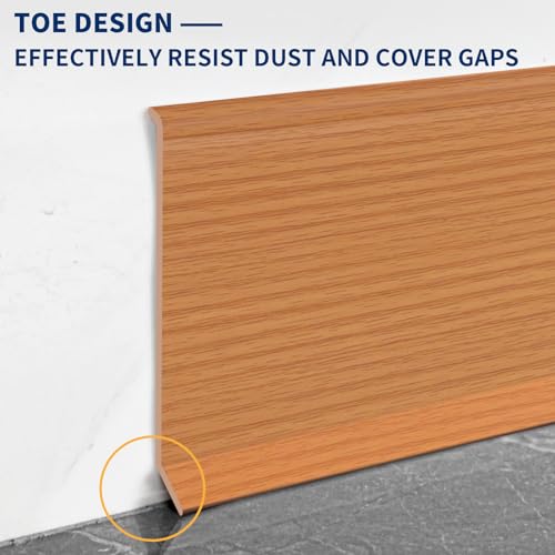Heonay Flexible Baseboard Molding Trim 4 Inch Self-Adhesive Vinyl Wall Base Peel and Stick Cove Base Rubber Wall Baseboard Moulding Trim (40Ft, Yellow Oak) by Heonay - Image 4