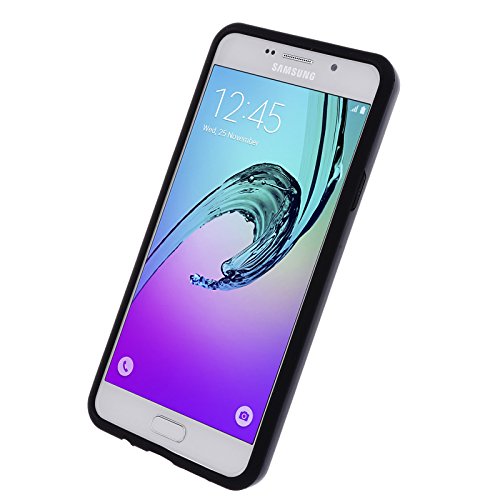 Samsung A710 [2016 Edition] Case,Kmall Slim Durable [Metal Brushed Texture] Impact Resistant Heavy Duty Hybrid Dual Layer Full-Body Shockproof Protective Cover For Samsung Galaxy A7 A710 [Black] #TOP3