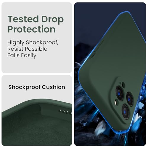 Image of FireNova Designed for iPhone 14 Pro Max Case, Silicone Upgraded [Camera Protection] Case, Soft Anti-Scratch Microfiber Lining Inside, 6.7 inch, Alpine Green