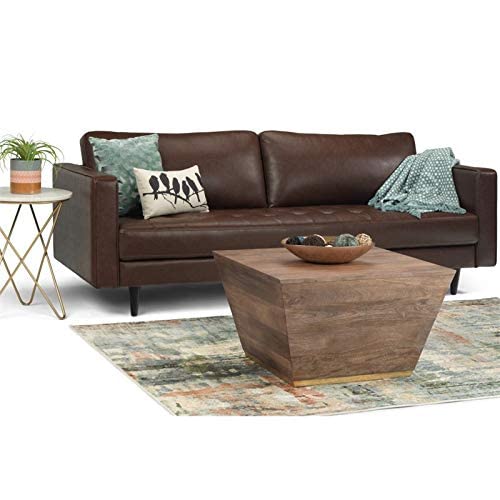 Simplihome Abba Solid Mango Wood 28 Inch Wide Square Modern Coffee Table In Dark Brown, Fully Assembled, For The Living Room And Family Room #TOP5