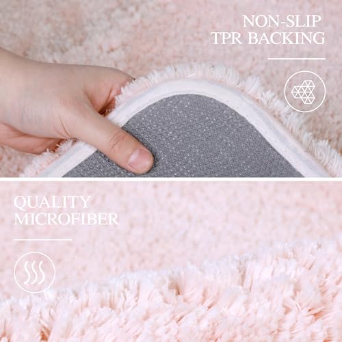 Walensee Bath Mat for Bathroom (40x60, Blush) Non Slip, Machine Washable, Thick Plush, Soft Microfiber Shaggy Bathroom Rug