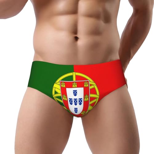 ChenGua Mens Bikini Swimwear Sports Triangle Swim Briefs - Portuguese Flag Print Bathing Suit Sexy Swimsuit Underwear 3X-Large Black