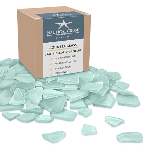 Sea Glass | 11oz Aqua Blue Tumbled Sea Glass Decor | Bulk Seaglass Pieces for Beach Wedding Decor & Crafts | Plus Free Nautical eBook by Joseph Rains