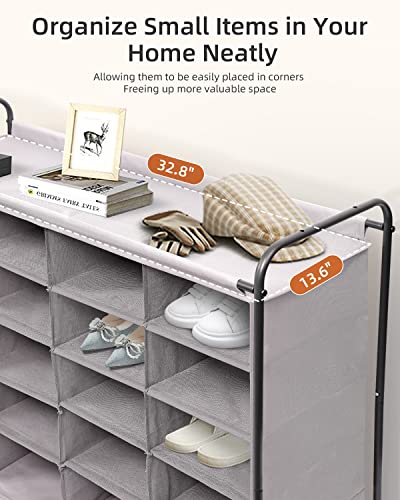 Mulisoft 20-Grid Shoe Rack Organizer Large Capacity, Shoe Cubby For Better Shoe Care, Space-Saving Cubby Shoe Rack, Shoe Organizer Cubby Easy To Move For Entryway, Closet, Dormitories, Garage, Grey #TOP4