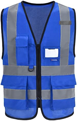 AYKRM 21 Farben Sicherheitsweste Warnweste Reflektierendes WarnschutzWeste Warnweste mit Reflektorstreifen mit Reißverschluss und Taschen Arbeitsweste