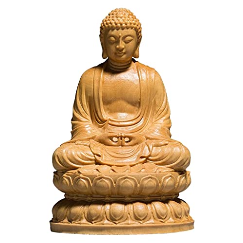 Statue Bouddha en bois sculpté main, lotus Shakyamuni d'exception