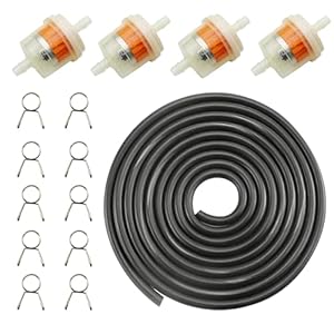 Foonary Brandstoffilterset, benzinefilter voor bromfiets, met benzineslang, filters, klemklemmen, voor motorfiets, grasmaaier, elektrische bromfiets en auto