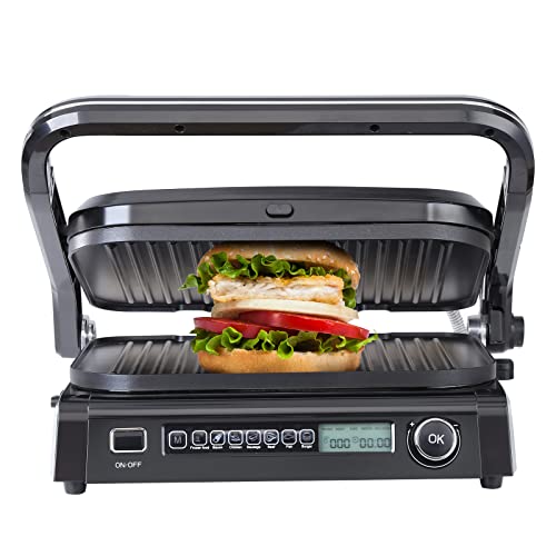 VEVOR 7 IN 1 Electric Contact Grill,1800W Indoor Panini Press Griddle,Stainless Steel Teppanyaki Grill with Nonstick&Removable Iron Plate, 0-446℉ Adjustable Temp Control,LCD Display,110V by VEVOR - Used condition - US$98.04