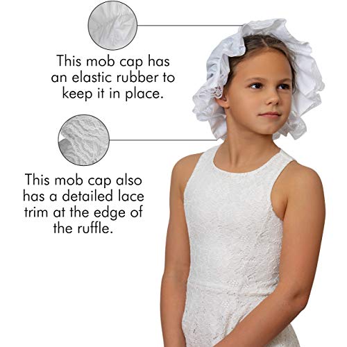 Skeleteen White Mob Cap Accessory - Grandma Night Bonnet Colonial Costume Nightcap Mop Hat Accessories for Maid Girls and Women