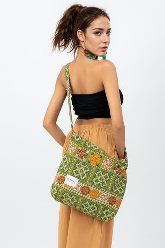 Image of Hobo Crossbody Bag for Women - Large Cotton Tote Shoulder Purse | Adjustable Strap