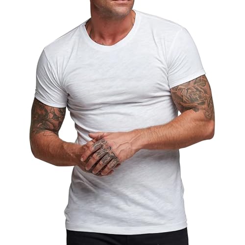 elselect Pacote com 2 camisetas masculinas de bambu, manga curta, clássica, ultramacia, gola redonda