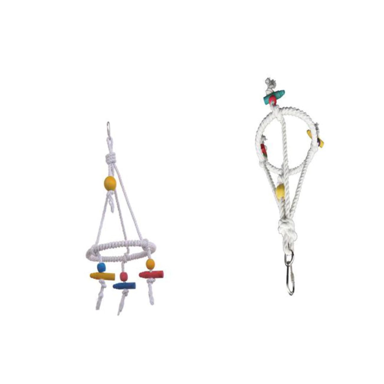 FRCOLOR 3 Piezas de Juguete Columpio para pájaros, Accesorios para jaulas de pájaros, Juguetes para Colgar, Columpio de Loro, Cuerda de pájaro, Juguetes de Madera, Cuerda de algodón, Molar
