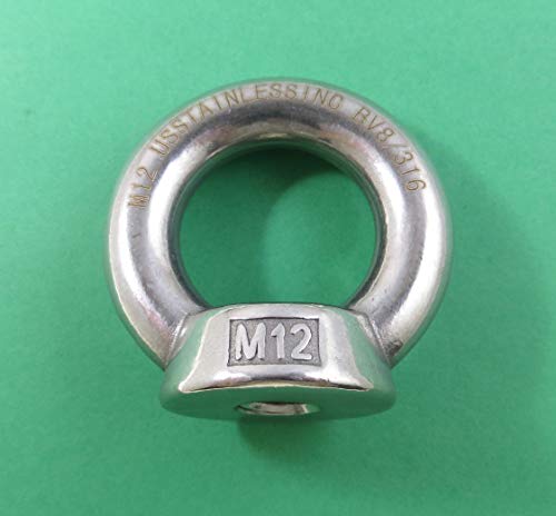 Image of US STAINLESS 2 Pieces Stainless Steel 316 12mm Lifting Eye Nut M12 Heavy Duty Marine Grade