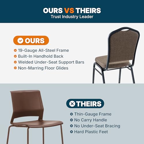 OEF Furnishings OEF9300F Series Silhouette Back Upholstered Stackable Banquet Chairs Premium Commercial Seating (2 Pack, Fabric, Natural Taupe, Black Santex Frame) by OEF Furnishings - Used condition - Image 5