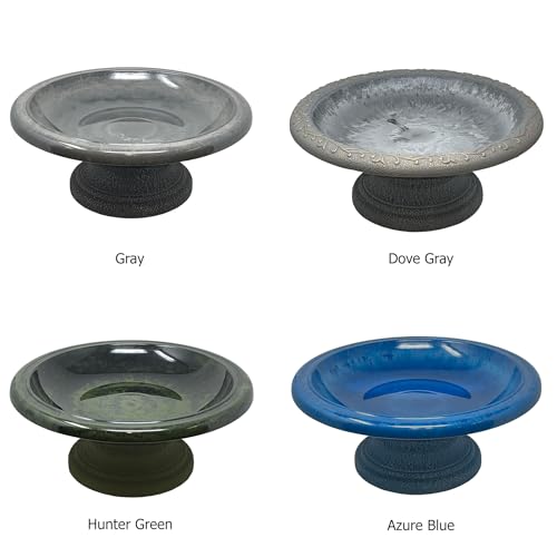 BIRDS AND BEYOND Fiber Clay Birdbath, Gloss Bowl, Low-Profile Base, Hunter Green, 19" D x 7.5" H 6.5 lbs by BIRDS AND BEYOND - Image 5