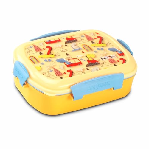Image of Nayasa On The Go DLX Small Lunch Box, Leakproof, Durable - Perfect for School Kids,Yellow