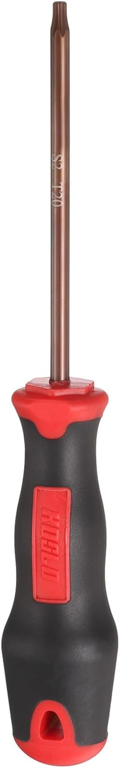 HARFINGTON T27 Torx Screwdriver 16.14" Magnetic Screwdrivers 4.33" Heat-Treated S2 Alloy Steel with Ergonomic Handle for DIY Repairing, Red Brown