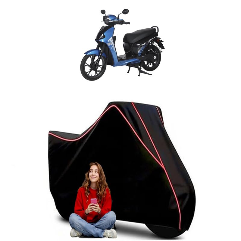 Image of RUV 350 EX Scooty Bike Cover Water Resistant Outdoor Use Universal Fit Scooters Motorcycles Heavy Duty UV Protection Dust Rain Scratch Resistant Elastic Bottom Black Blue Piping