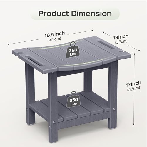 LyriFine Shower Bench - HDPE Waterproof Shower Bench for Inside Shower, 18.7\" Shower Stool with Shower Head Holder, 350lbs Shower Seat with Storage Shelf, Shower Chair for Bathroom Indoor Outdoor Use - Thumbnail 2