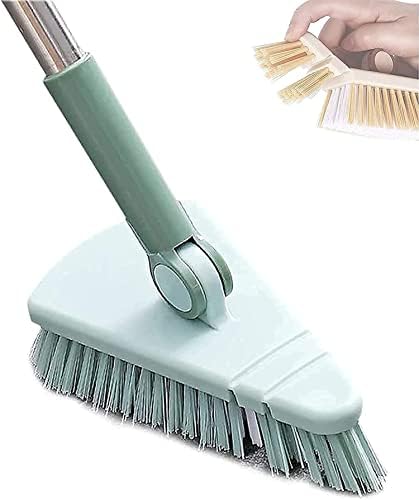 Gokame Scalable Rotatable Floor Scrub Brush, Scrubbing Brushes With Removable Triangle Head,long Handled Scrubbing Brush For Kitchen Bathroom (Blue)