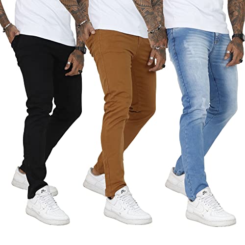 Kit 3 Calças Jeans Skinny (MÉDIA CARAMELO PRETA, 40)