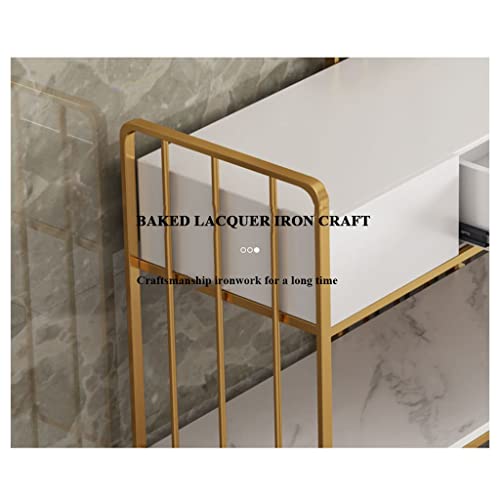 Nizame Farmhouse Entry Table With 2 Open Shelves And 1 Drawer, Console Tables, Rock Slab Desktop Use As Doorway Table, Accent Furniture For Decorating Foyer (Color : White, Size : 120 * 40 * 85Cm) #TOP4